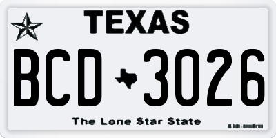TX license plate BCD3026