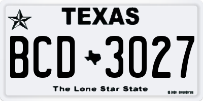 TX license plate BCD3027