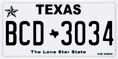TX license plate BCD3034