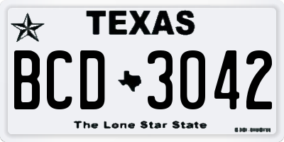 TX license plate BCD3042