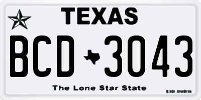 TX license plate BCD3043