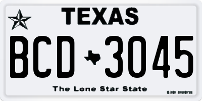 TX license plate BCD3045