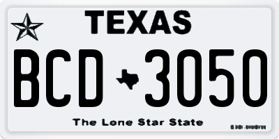 TX license plate BCD3050