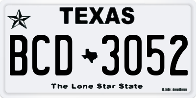 TX license plate BCD3052