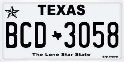 TX license plate BCD3058