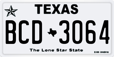 TX license plate BCD3064
