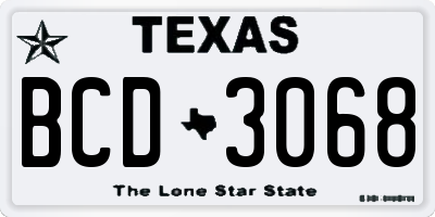 TX license plate BCD3068