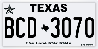 TX license plate BCD3070