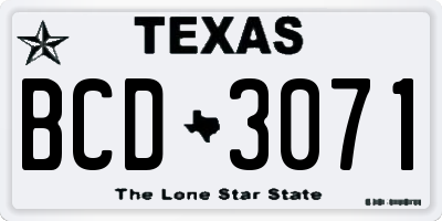 TX license plate BCD3071