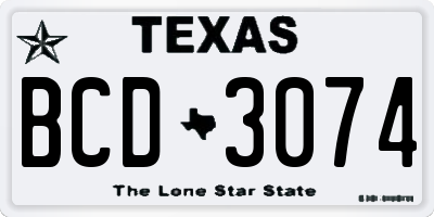 TX license plate BCD3074