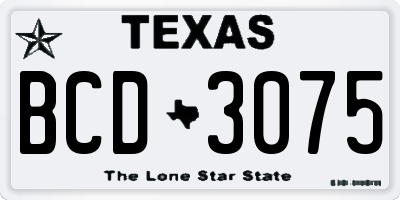 TX license plate BCD3075