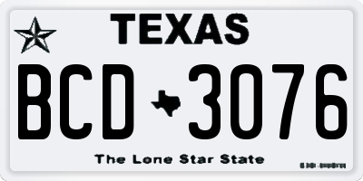 TX license plate BCD3076