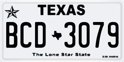 TX license plate BCD3079