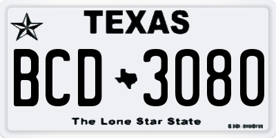 TX license plate BCD3080