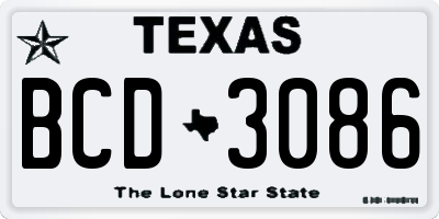 TX license plate BCD3086