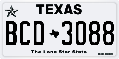 TX license plate BCD3088