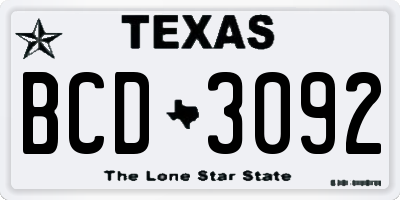 TX license plate BCD3092
