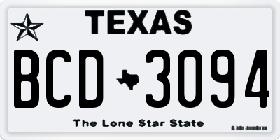 TX license plate BCD3094