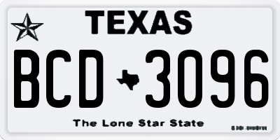 TX license plate BCD3096