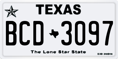 TX license plate BCD3097
