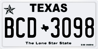 TX license plate BCD3098