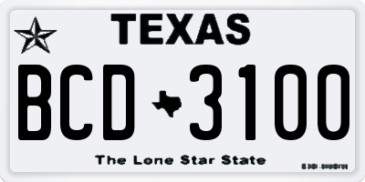 TX license plate BCD3100