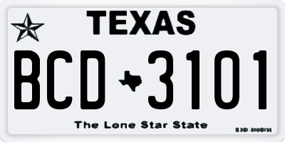 TX license plate BCD3101