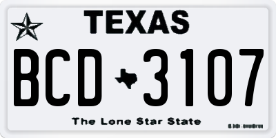 TX license plate BCD3107