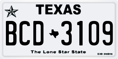 TX license plate BCD3109