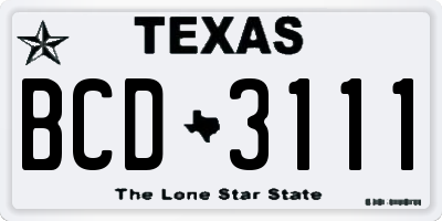 TX license plate BCD3111