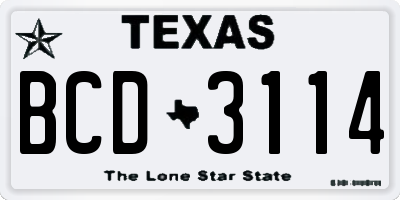TX license plate BCD3114