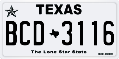 TX license plate BCD3116