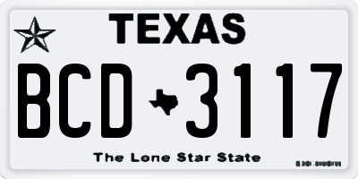 TX license plate BCD3117