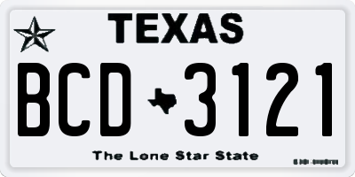 TX license plate BCD3121