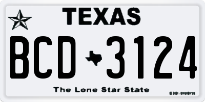 TX license plate BCD3124