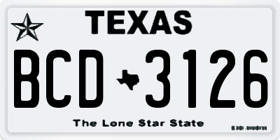 TX license plate BCD3126