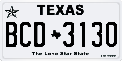 TX license plate BCD3130