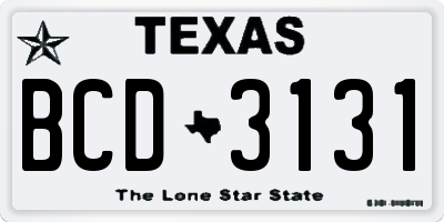 TX license plate BCD3131