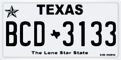 TX license plate BCD3133