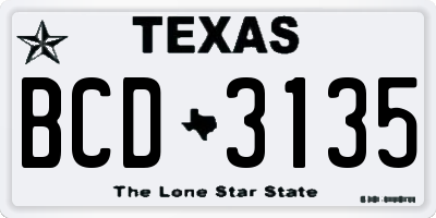 TX license plate BCD3135