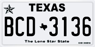 TX license plate BCD3136