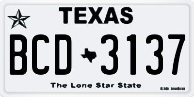 TX license plate BCD3137