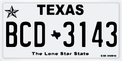 TX license plate BCD3143