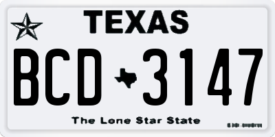 TX license plate BCD3147
