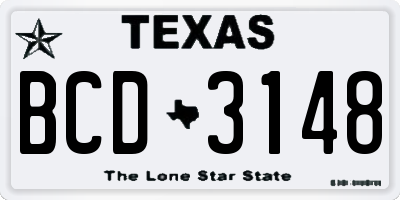 TX license plate BCD3148