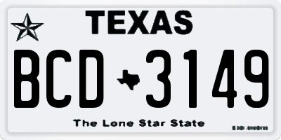 TX license plate BCD3149