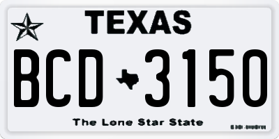 TX license plate BCD3150