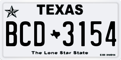 TX license plate BCD3154