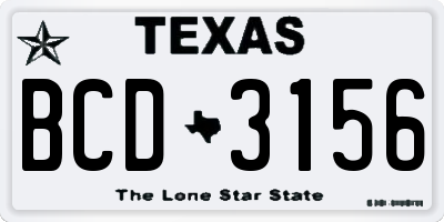 TX license plate BCD3156