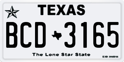TX license plate BCD3165